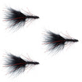 3 Pack Black Red Crystal Mohair Leech Streamer Flies Size 8