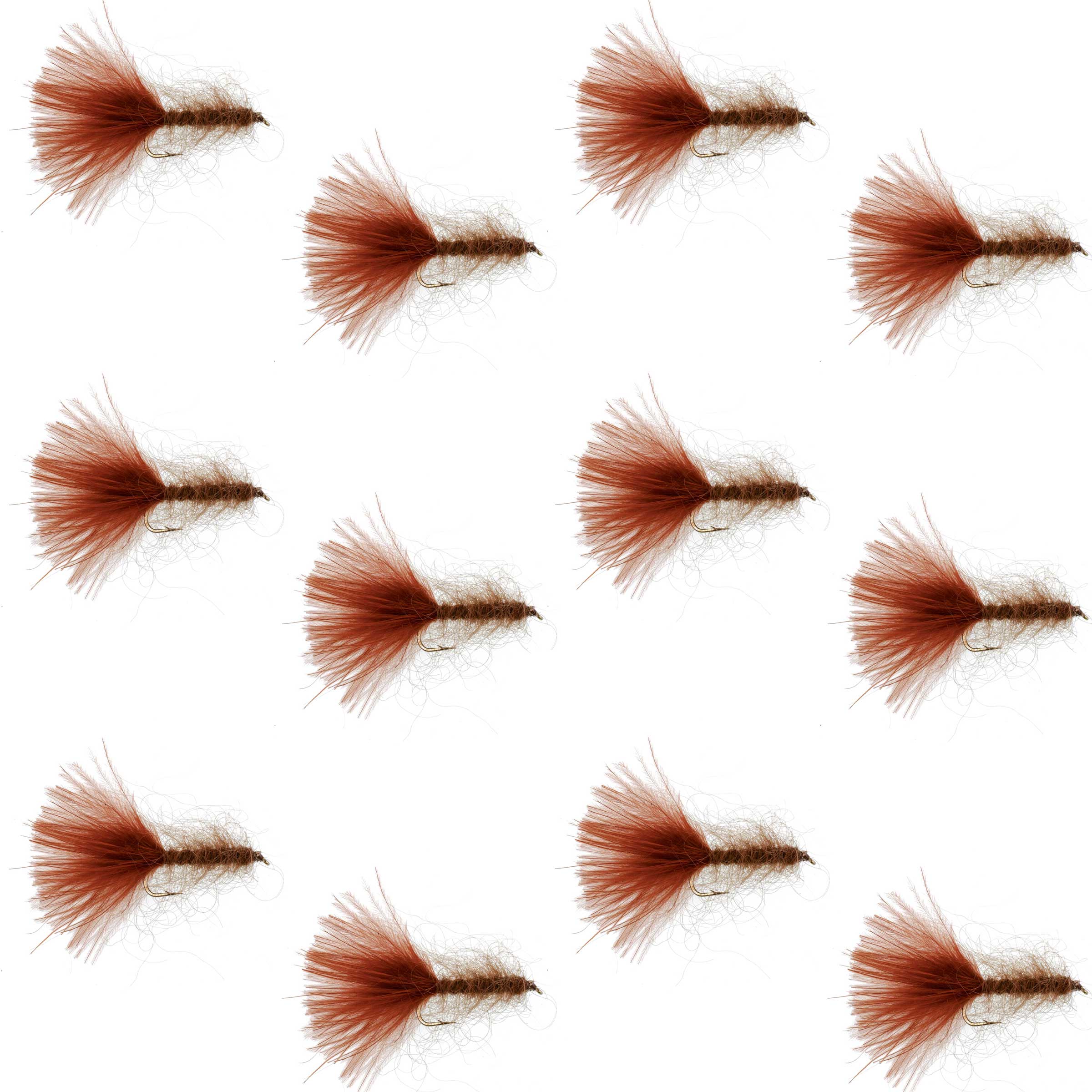 Brown Mohair Leech Streamer Fly - 12 Flies Size 8