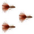 3 Pack Brown Mohair Leech Streamer Flies Size 8