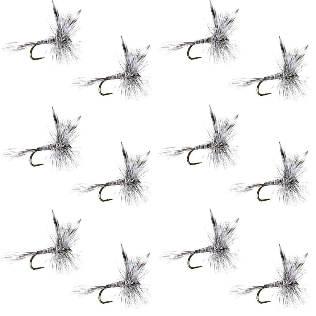 Barbless Mosquito Classic Trout Dry Fly Fishing 1 Dozen Flies - Hook Size 12