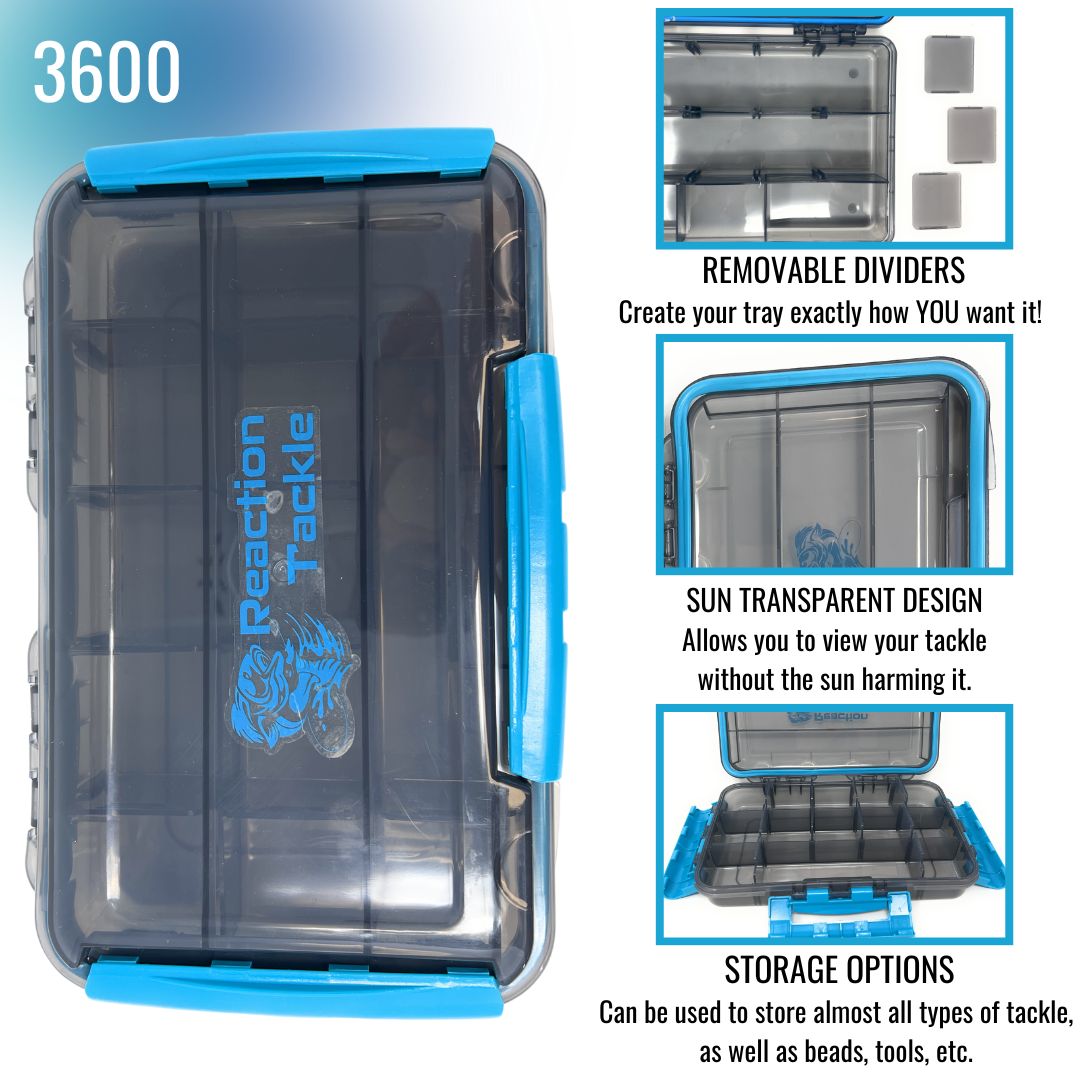 Reaction Tackle Premium Tackle Tray- High Performance and Water Resistant with 3 Resilient Clips