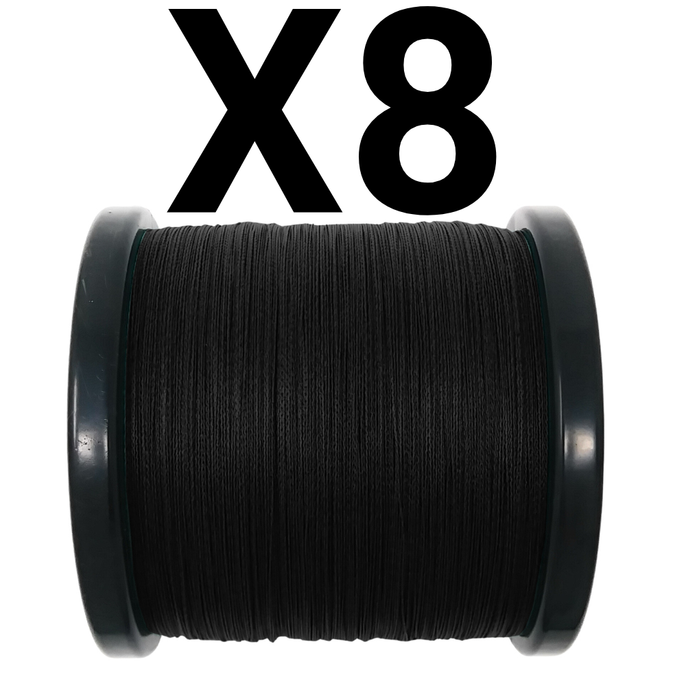 Reaction Tackle X8 Braided Fishing Line - NO FADE Black 8 Strand