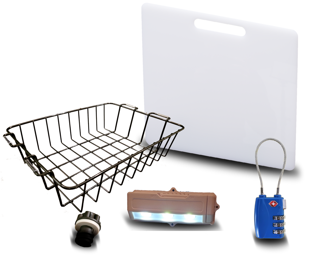 Accessory Kit - Divider/Cutting Board, Basket, Lock, Light, & Plug for Coolers