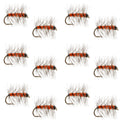 Orange Asher Midge Trout Dry Fly - 12 Flies Size 14