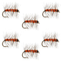 Orange Asher Midge Trout Dry Fly - 6 Flies Size 14