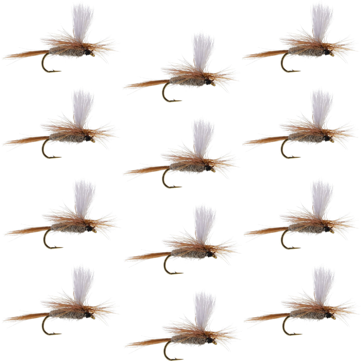 Hares Ear Parachute Classic Dry Fly - 12 Flies Hook Size 12