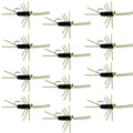 Barbless Pat's Rubber Legs Tungsten Bead Jigged Black Euro Nymph  - Set of 12 Flies Hook Size 10