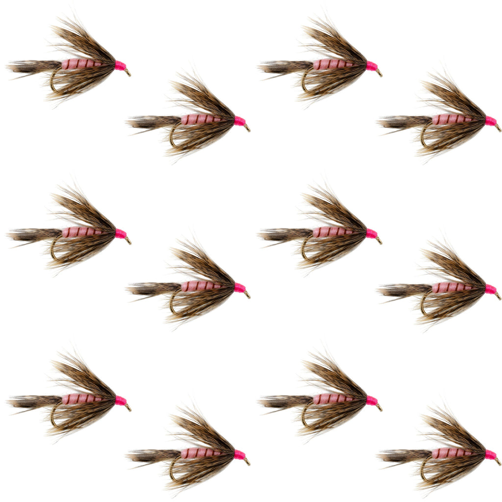 Fall Soft Hackle Grouse and Pink Wet Fly - 12 Flies Size 8