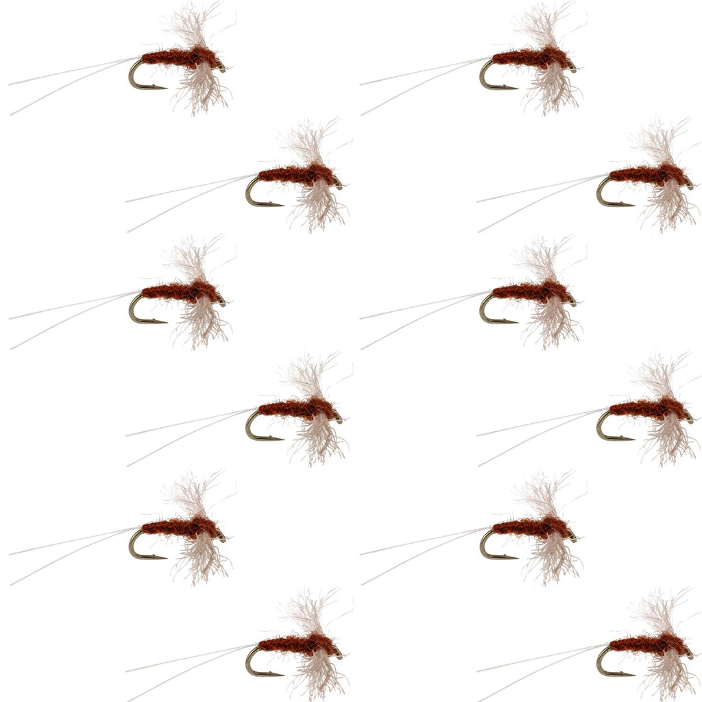 Poly Wing Rusty Spinner Mayfly 12 Flies Hook Size 14