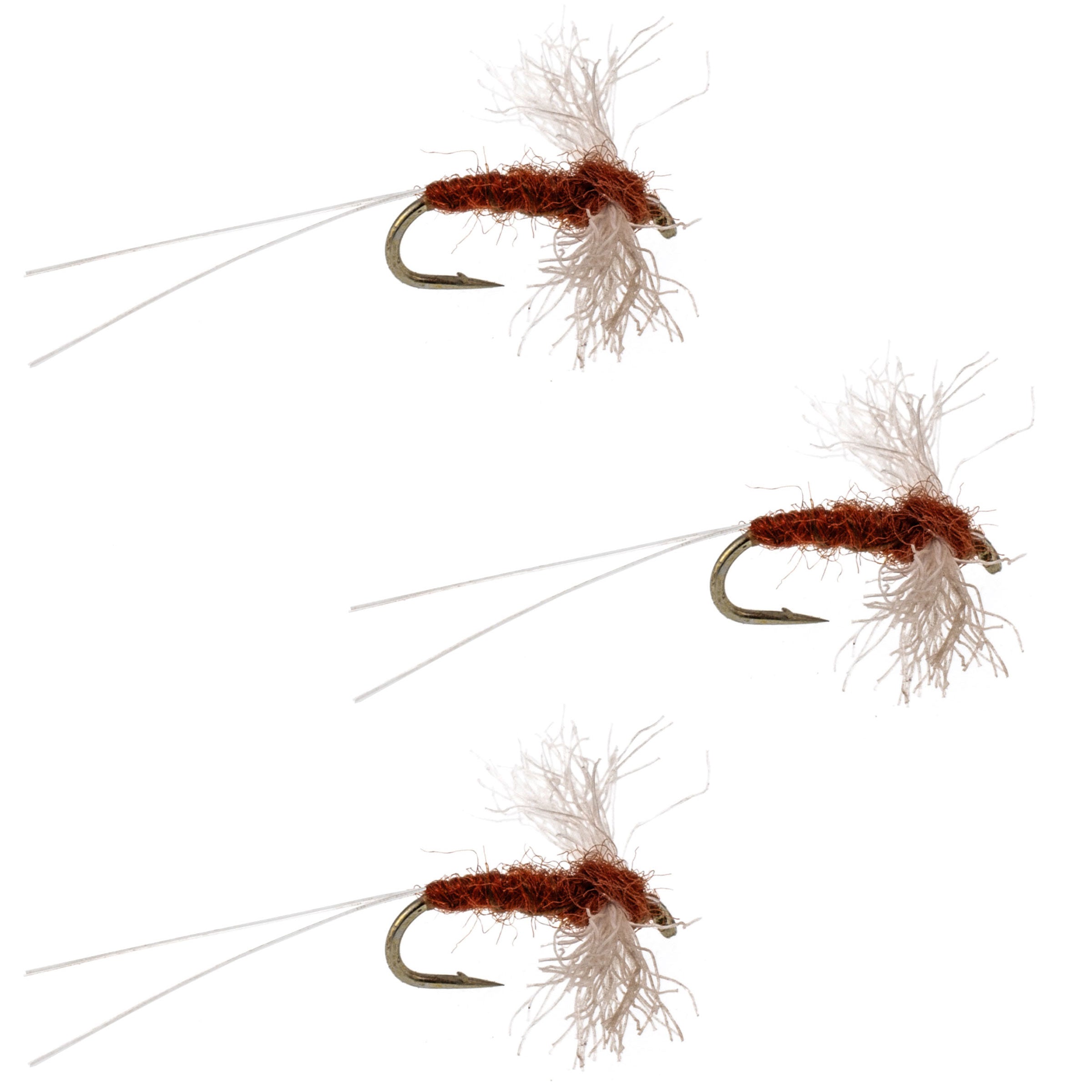 3 Pack Poly Wing Rusty Spinner Mayfly Flies Hook Size 18