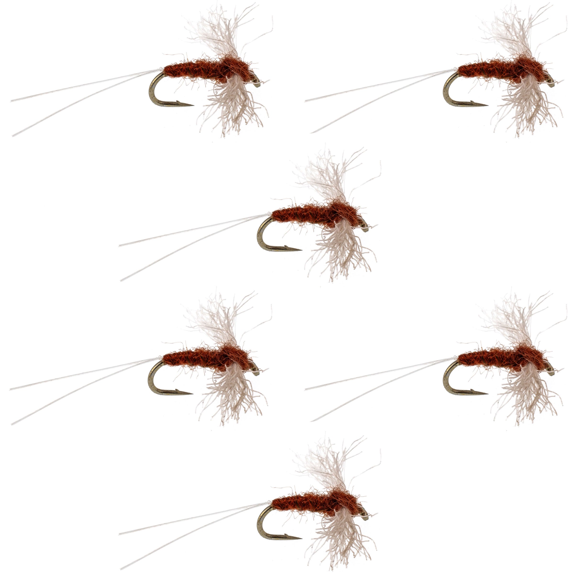 Poly Wing Rusty Spinner Mayfly 6 Flies Hook Size 18