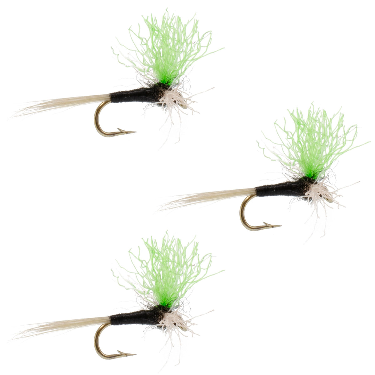 3 Pack Trico Spinner High Visibility Green Post Hook Size 22