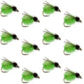 LaFontaine Bright Green Deep Sparkle Caddis Pupa - 1 Dozen Flies Hook Size 12