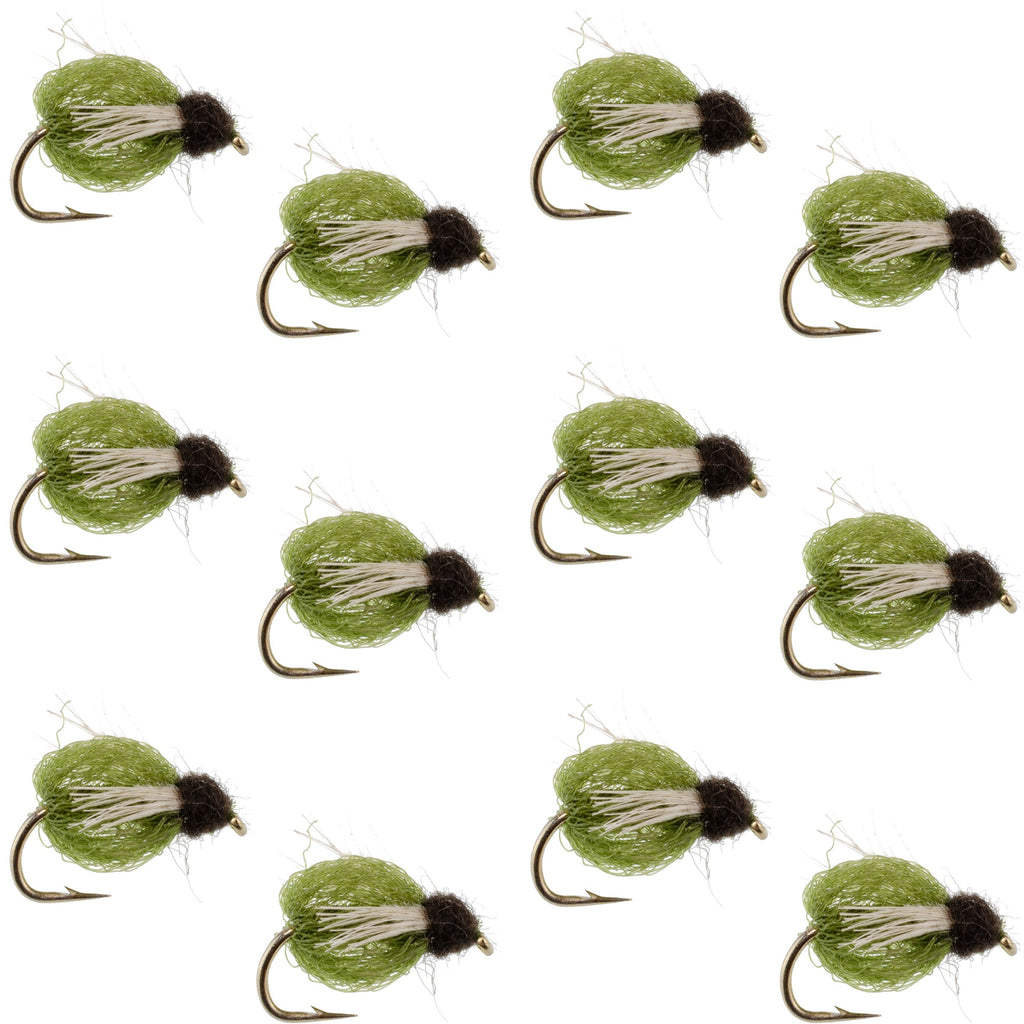 LaFontaine Olive Deep Sparkle Caddis Pupa - 1 Dozen Flies Hook Size 16