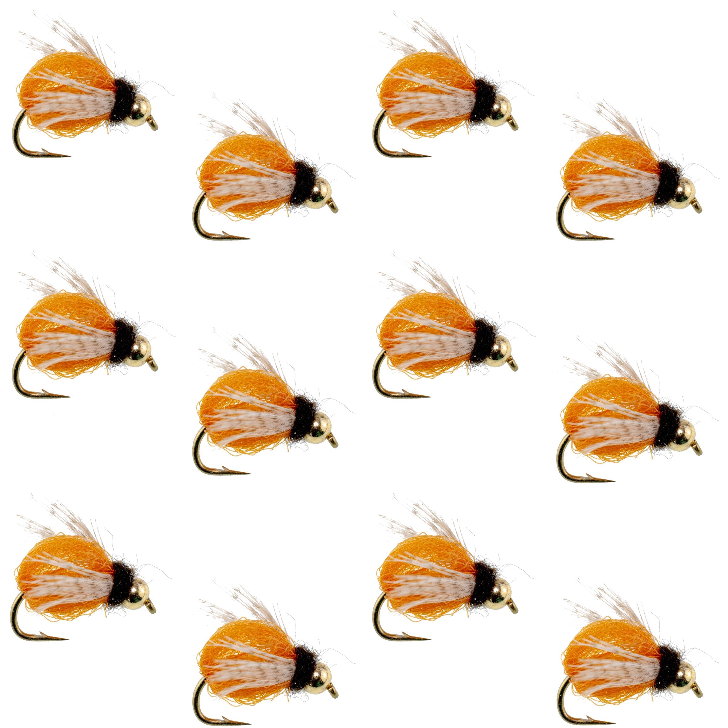 Bead Head LaFontaine Amber Deep Sparkle Caddis Pupa - 1 Dozen Flies Hook Size 12