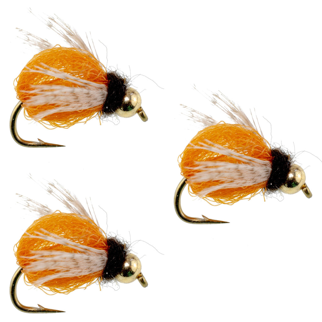 3 Pack Bead Head LaFontaine Amber Deep Sparkle Caddis Pupa - Hook Size 16