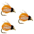 3 Pack Bead Head LaFontaine Amber Deep Sparkle Caddis Pupa - Hook Size 16
