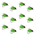 Bead Head LaFontaine Bright Green Deep Sparkle Caddis Pupa - 1 Dozen Flies Hook Size 12