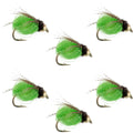 Bead Head LaFontaine Bright Green Deep Sparkle Caddis Pupa - 6 Flies Hook Size 18