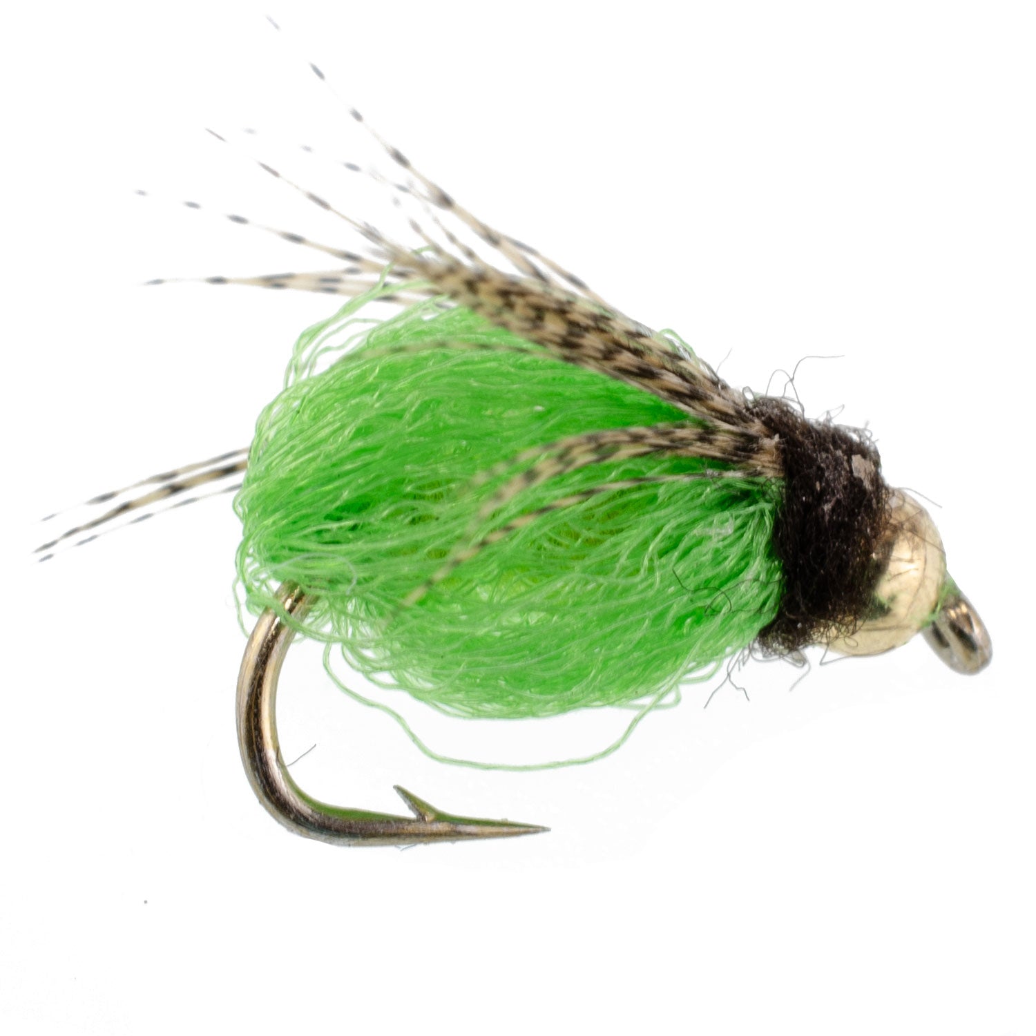 Bead Head LaFontaine Bright Green Deep Sparkle Caddis Pupa - 1 Dozen Flies Hook Size 18