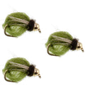 3 Pack LaFontaine Olive Deep Sparkle Caddis Pupa - Hook Size 12