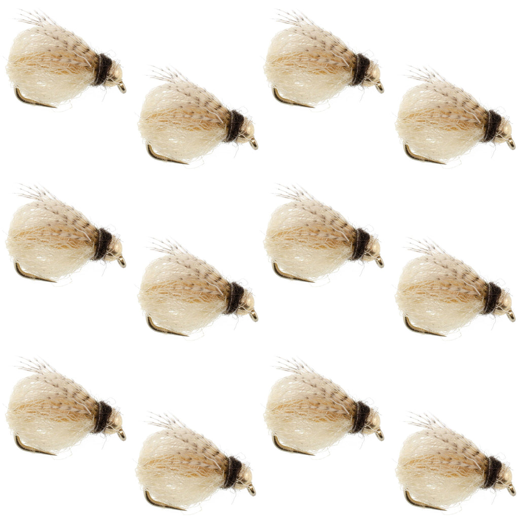 Bead Head LaFontaine Tan Deep Sparkle Caddis Pupa - 1 Dozen Flies Hook Size 16