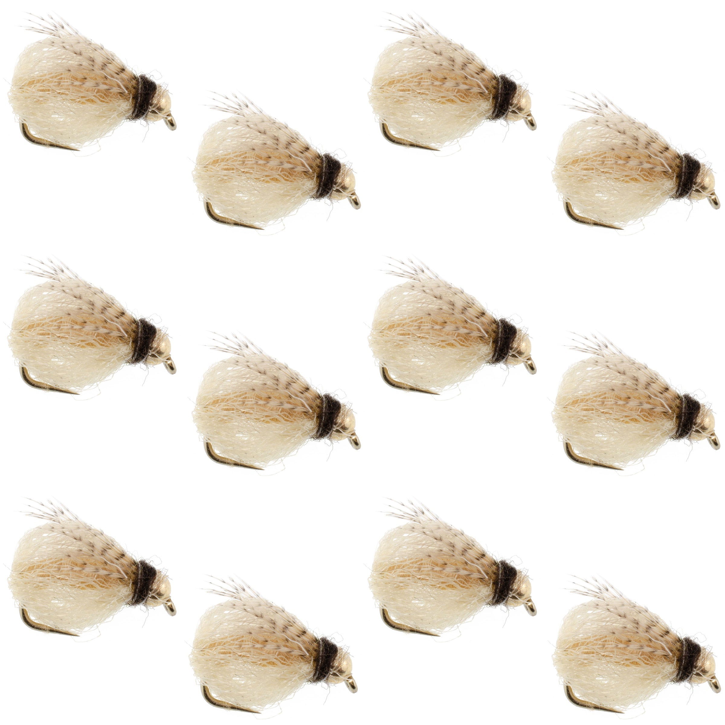 Bead Head LaFontaine Tan Deep Sparkle Caddis Pupa - 1 Dozen Flies Hook Size 16