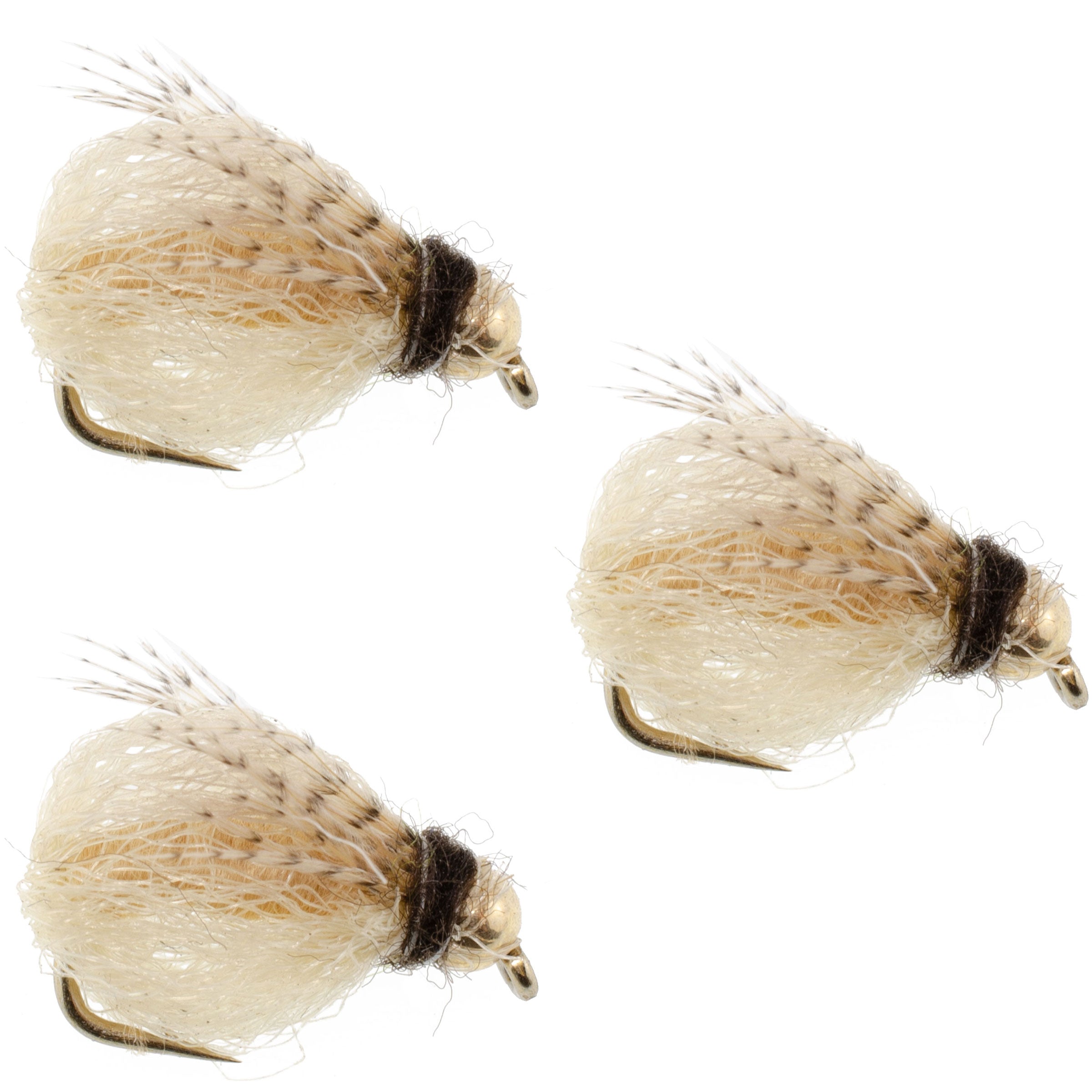 3 Pack Bead Head LaFontaine Tan Deep Sparkle Caddis Pupa - Hook Size 16