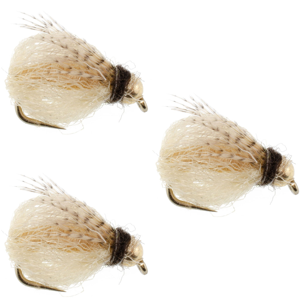 3 Pack Bead Head LaFontaine Tan Deep Sparkle Caddis Pupa - Hook Size 12