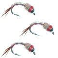 3 Pack Bead Head Rainbow Warrior Nymph Fly Fishing Flies Hook Size 18