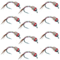 Bead Head Rainbow Warrior Nymph Fly Fishing Flies One Dozen Hook Size 14
