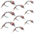 Bead Head Rainbow Warrior Midge Assortment  - Silver Bead Head - 3 Each of 3 Sizes 14, 16, 18