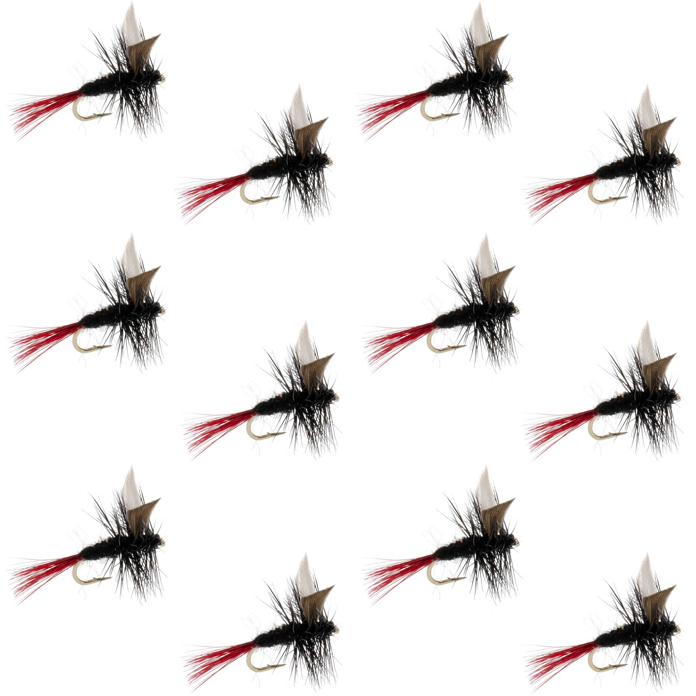 Red-Tailed Black Gnat Classic Dry Fly - 12 Flies Size 18