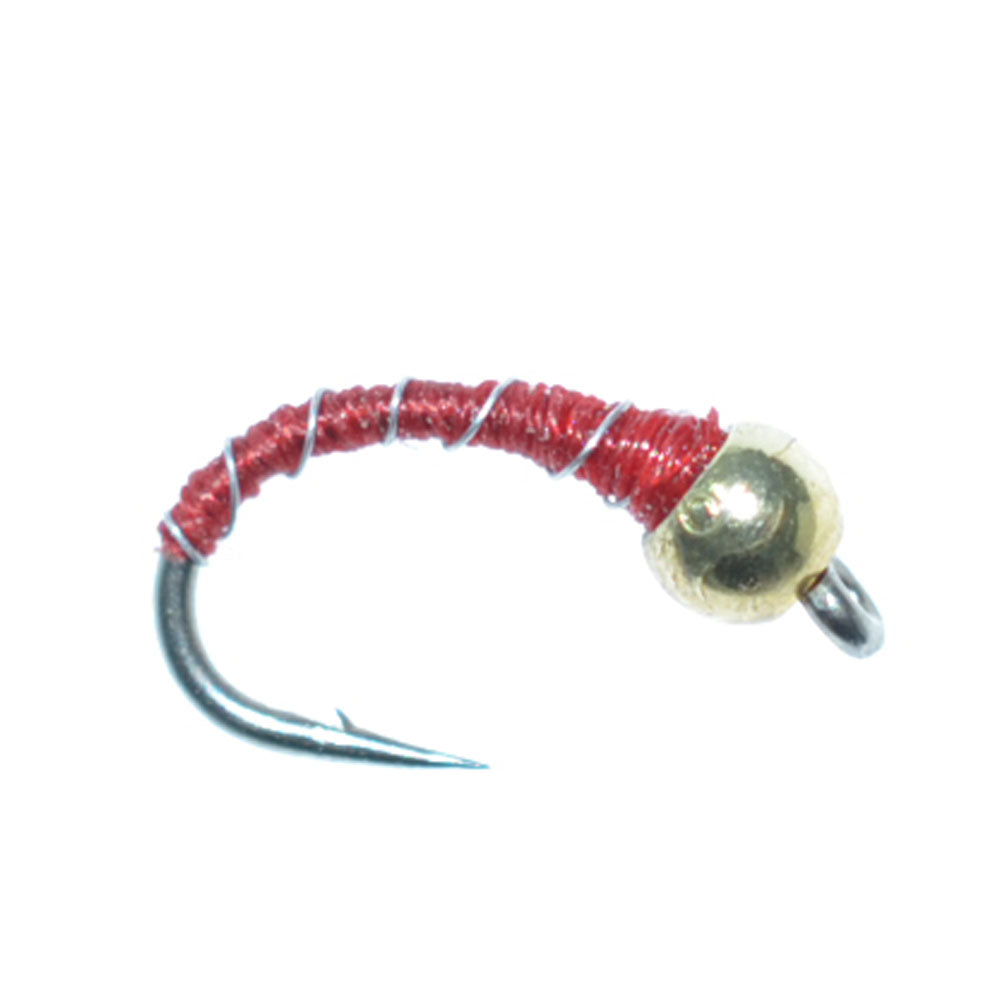 Bead Head Red Zebra Midge Still Water Nymph 1 Dozen Flies Hook Size 14
