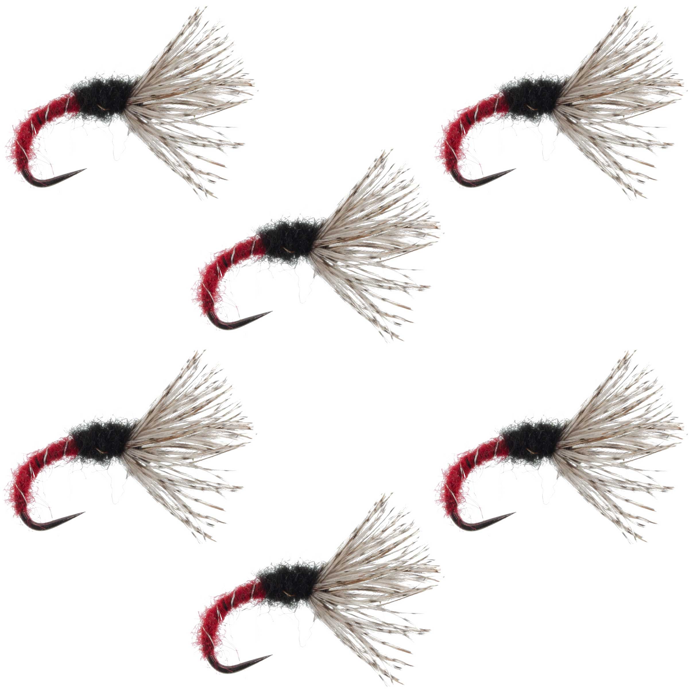 Red Zebra Sakasa Kebari - 6 Tenkara Flies - Size 14