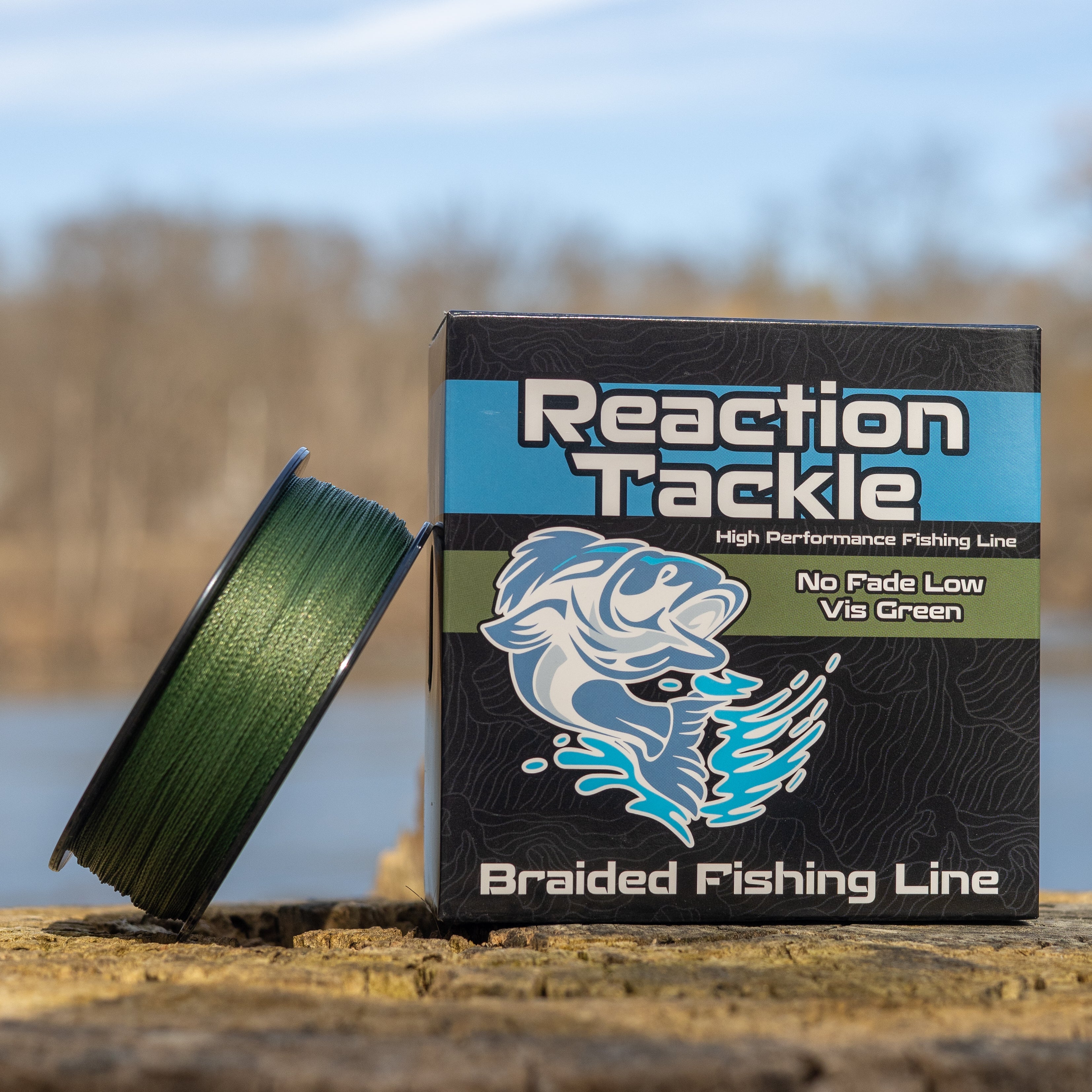 Reaction Tackle Braided Fishing Line - NO FADE Low-Vis Green