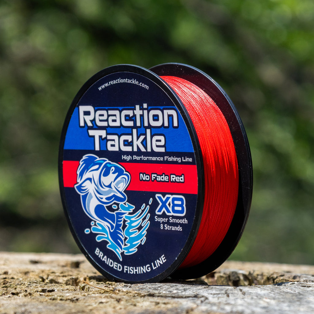 Reaction Tackle X8 Braided Fishing Line - NO FADE Red 8 Strand