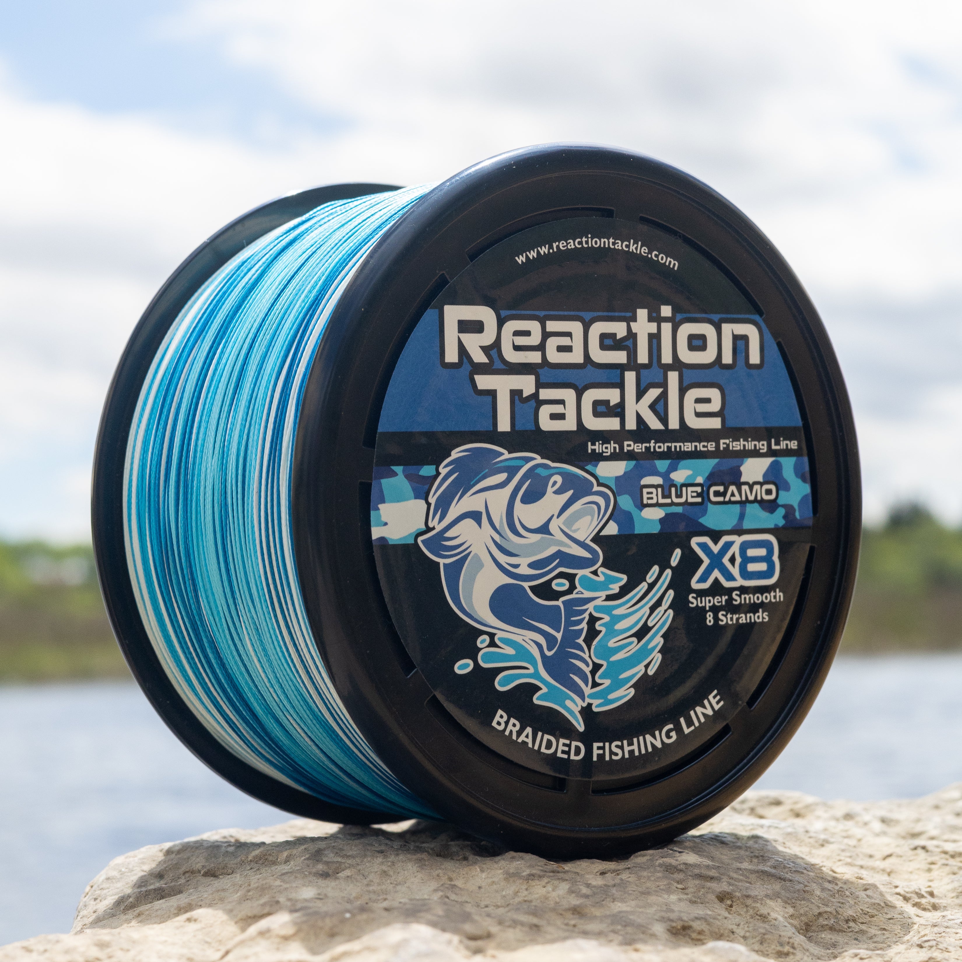 Reaction Tackle X8 Braided Fishing Line - Blue Camo 8 Strand