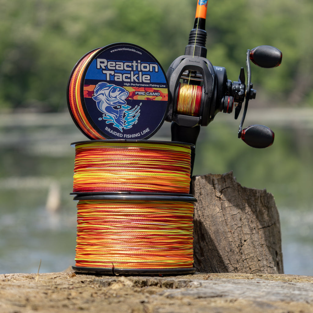 Reaction Tackle Braided Fishing Line - Fire Camo