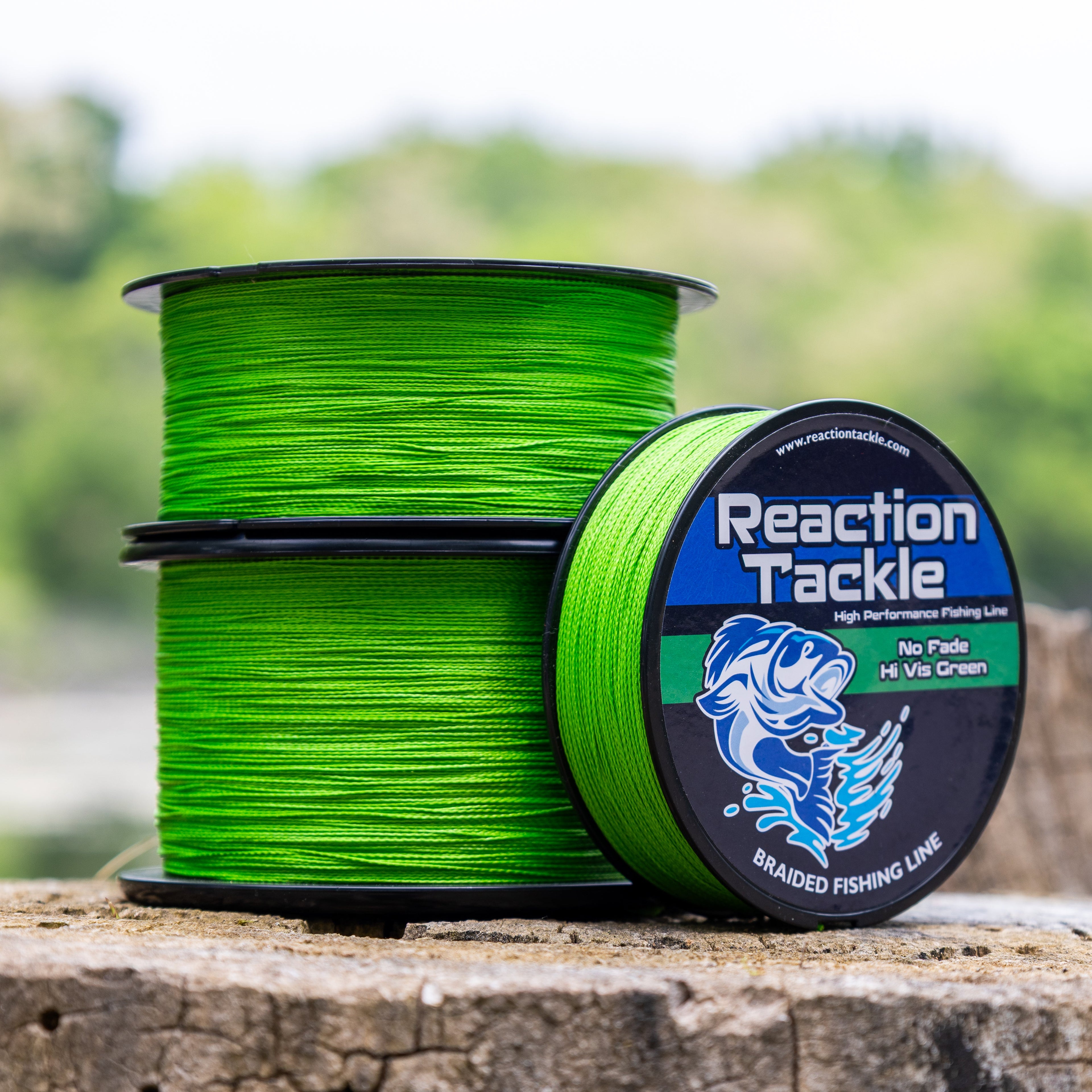 Reaction Tackle Braided Fishing Line - NO FADE Hi Vis Green