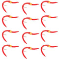 San Juan Worm Orange Bead Head Power Worm Red V-Rib - 1 Dozen Nymph Flies Hook Size 12