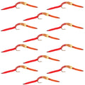 San Juan Worm Bead Head Power Worm Half and Half V-Rib - 1 Dozen Nymph Flies Hook Size 12