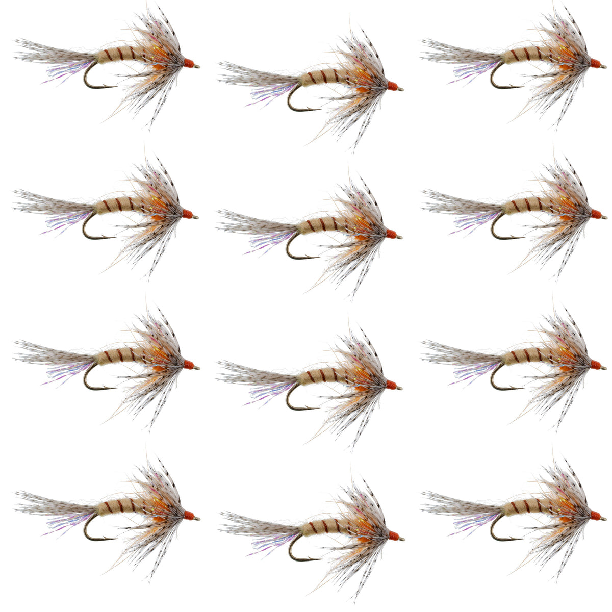 Orange Shakey Bealy Fall Soft Hackle Wet Fly - 1 Dozen Flies Hook Size 10