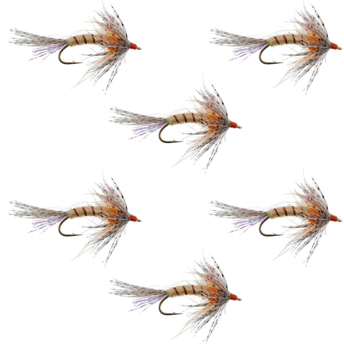 Orange Shakey Bealy Fall Soft Hackle Wet Fly - 6 Flies Hook Size 10