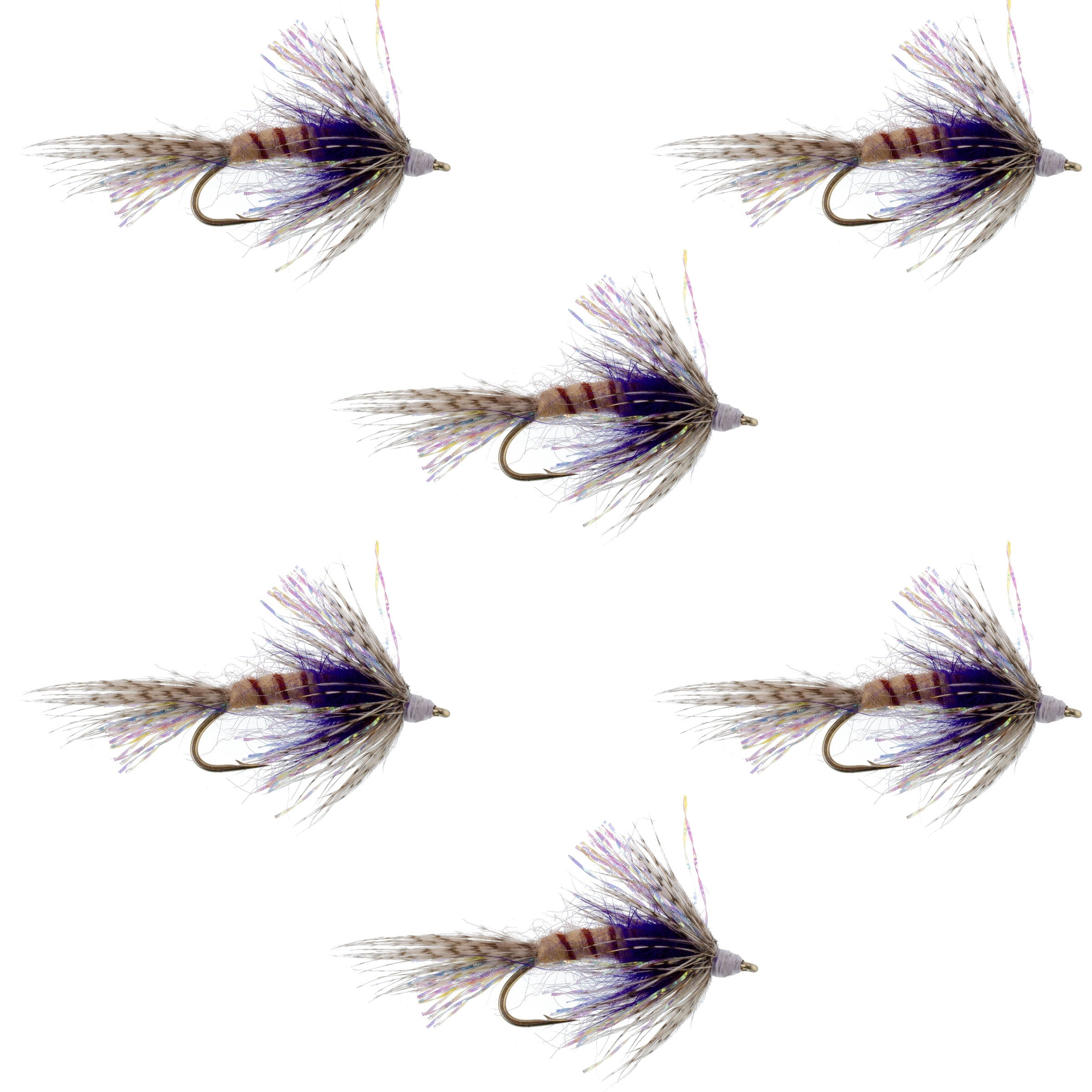 Purple Shakey Bealy Fall Soft Hackle Wet Fly - 6 Flies Hook Size 10