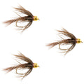 3 Pack Soft Hackle Bead Head Pheasant Tail Nymph Fly - Size 18