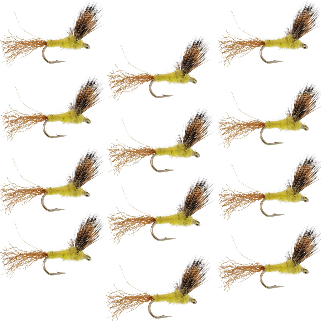 Sparkle Dun Pale Morning Dun PMD Yellow Body Mayfly 12 Flies Hook size 16