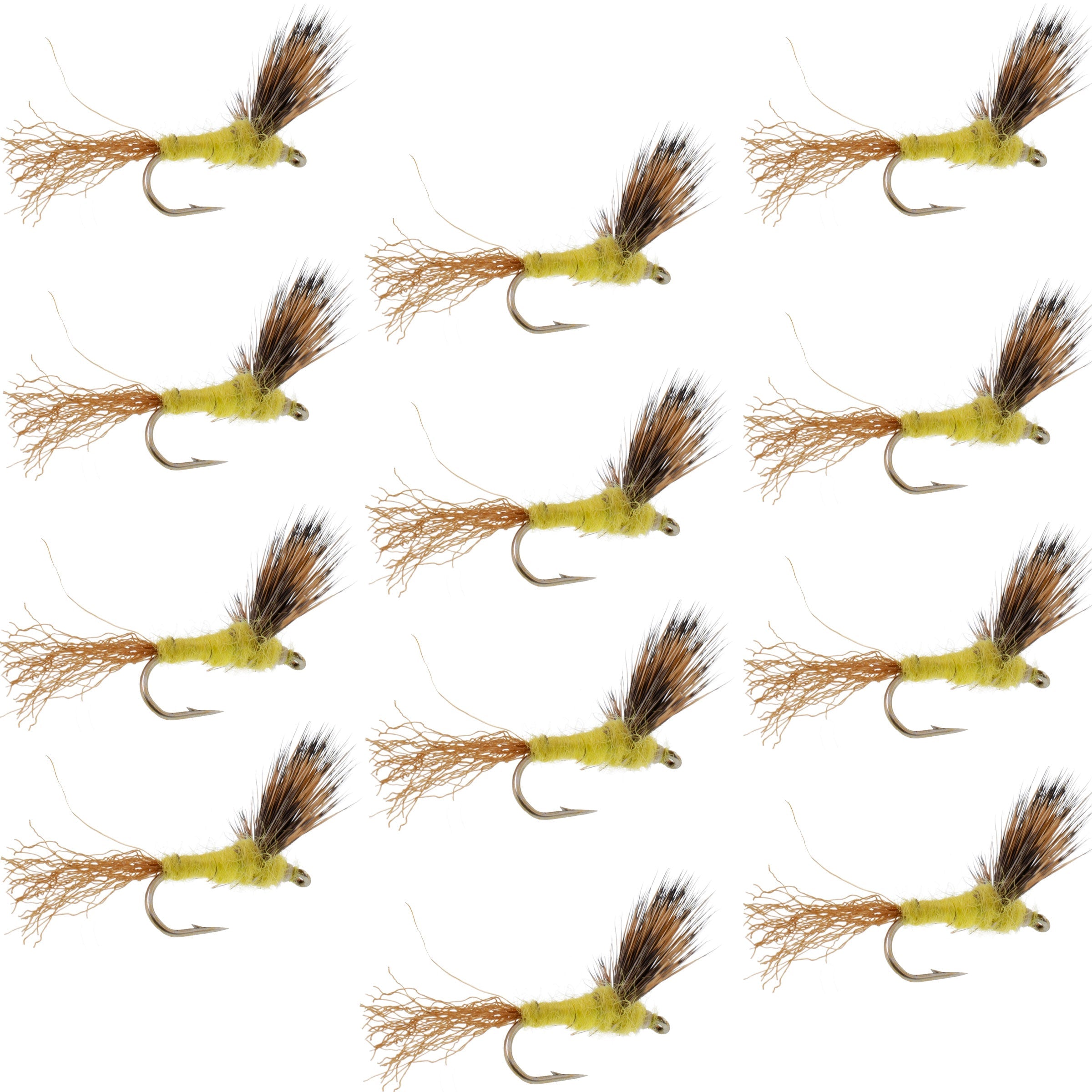 Sparkle Dun Pale Morning Dun PMD Yellow Body Mayfly 12 Flies Hook size 14