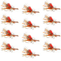 Kaufmann's Orange Crystal Stimulator Rubber Legs Dry Fly - 6 Flies Hook Size 12