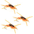 3 Pack Barbless Gold Bead Kaufmann's Golden Stone Fly with Rubber Legs - Hook Size 6